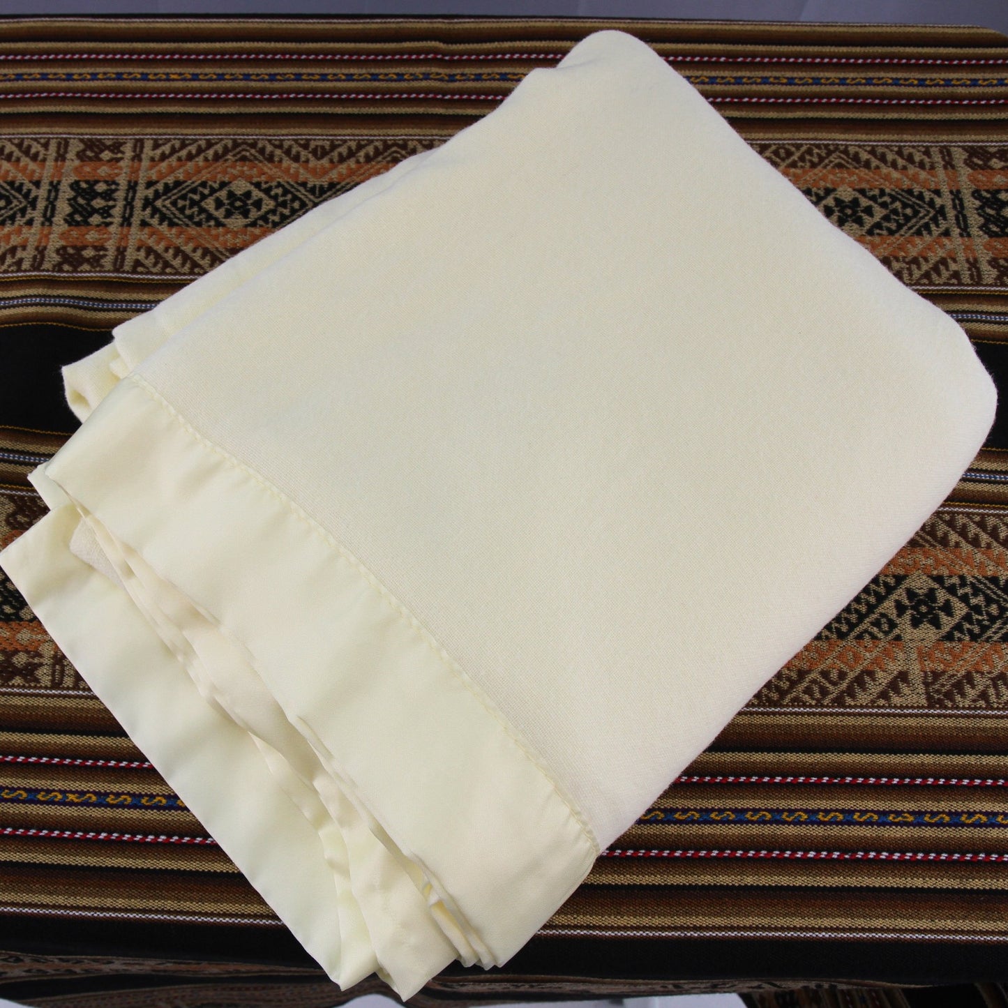 Vintage North Star Sheer Light Open Wool Blanket Pale Yellow  78"W X 88"L
