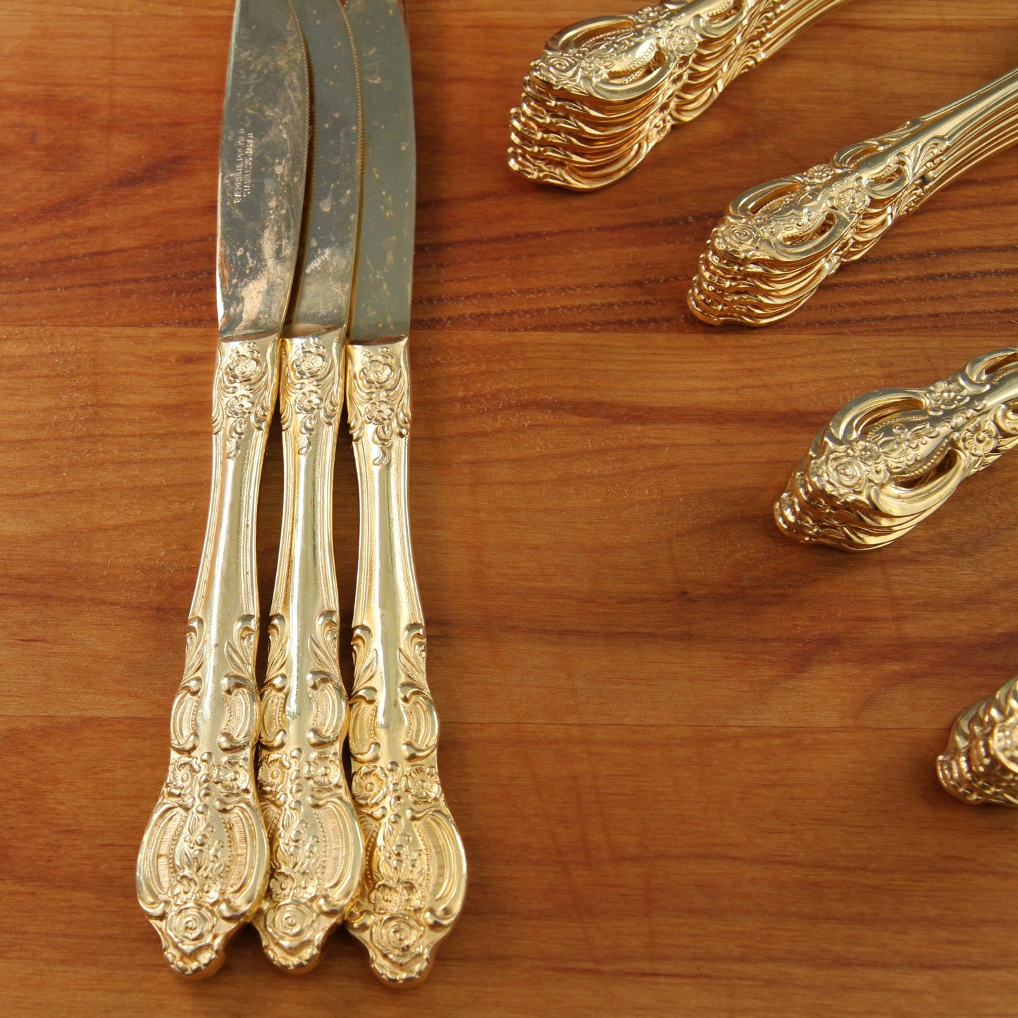 Six Place Settings Everbrite ENS28 Flatware In Gold Plate Japan