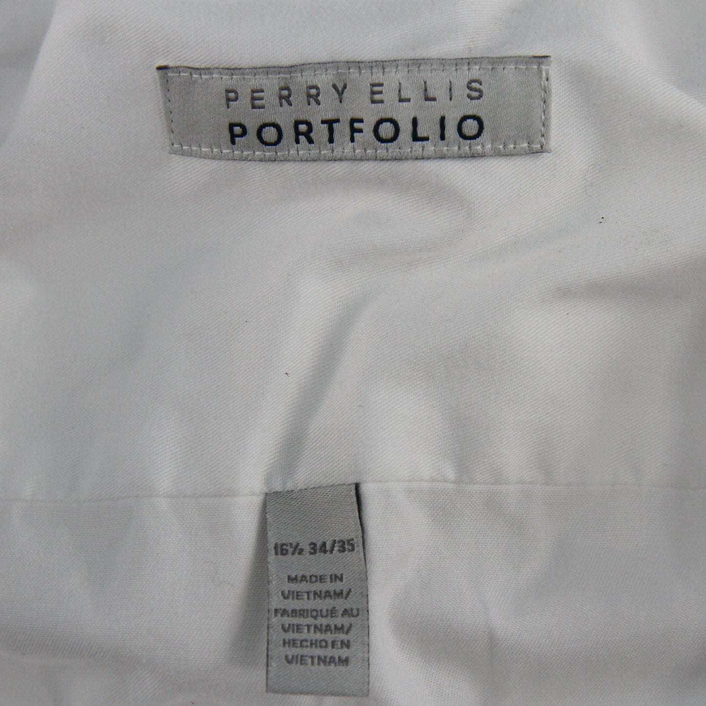 Perry Ellis Portfolio Mens White Cotton/Polyester Dress Shirt 16 1/2 x 34/35