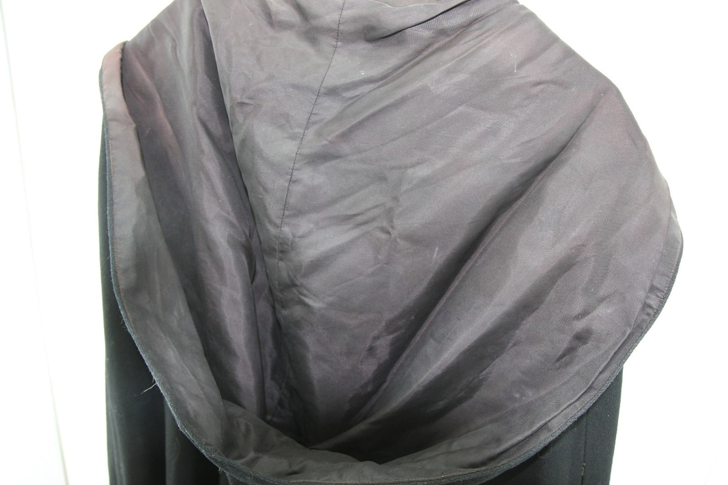 Vintage Hand Sewn Black Wool Cloak Satin Lined Theatre Stage Costume