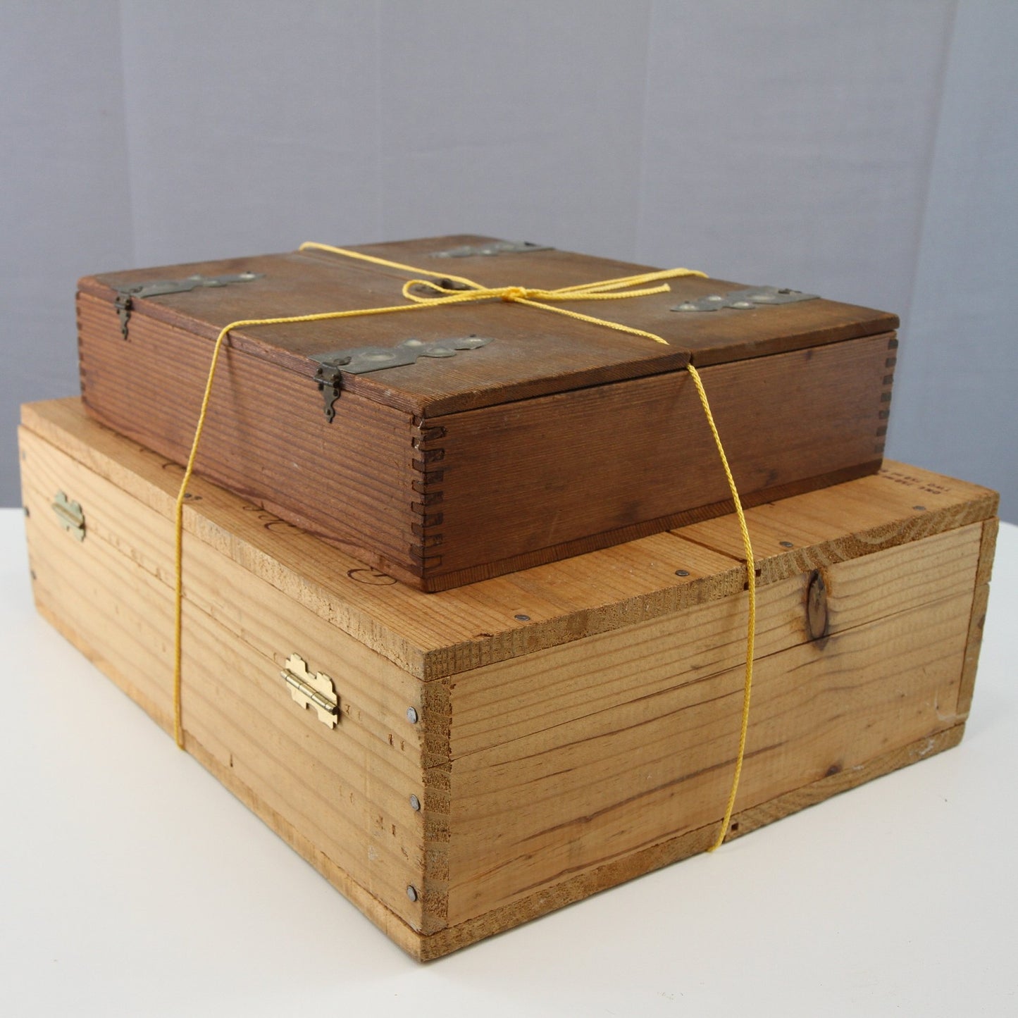 Lot of Four Wood Wine Cigar Boxes for Crafts and Decor