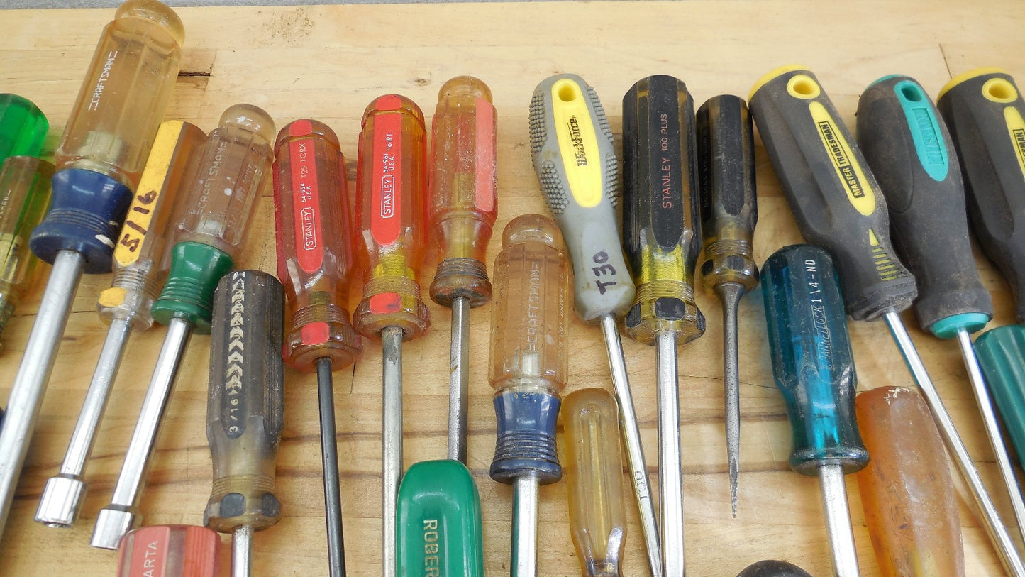 Estate 34 Lot Screwdriver Nut Driver Twerx Tools - Stanley Craftsman Others