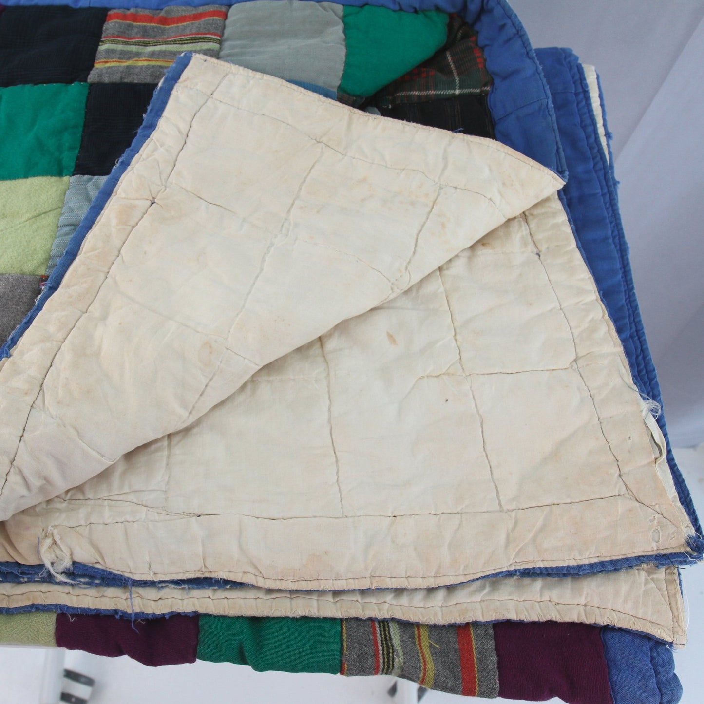Vintage Hand Sewn Quilt Bed Cover Heavy 5.65LB 56W X 76L