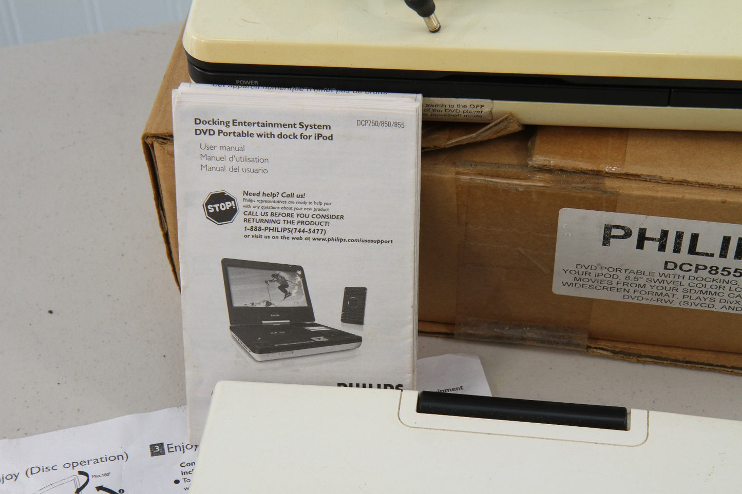 Vintage Philips DVD Portable Player DCP855 Bundle Parts