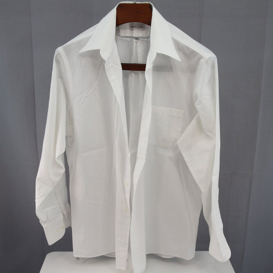 Van Heusen Poplin Mens White Dress Shirt Polyester/Cotton 17 34/35