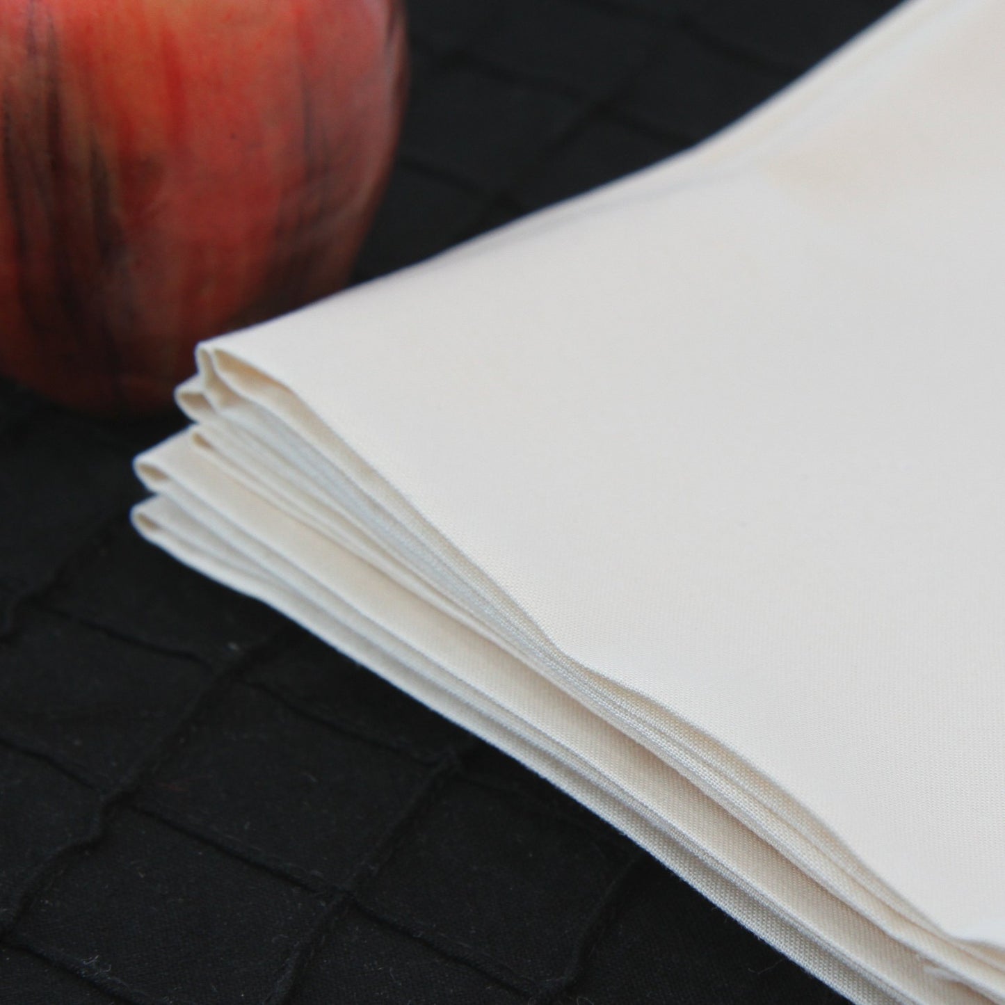 Set 8 Neutral Bone Linen Cloth Napkins With Corner Crochet 16"