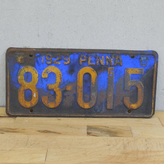 Pennsylvania Penna License Plate Tag Blue/orange 83-015 Rustic