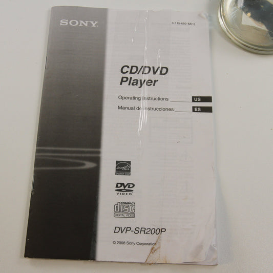 Sony CD/DVD Player DVP-SR200P OEM Manual 2008