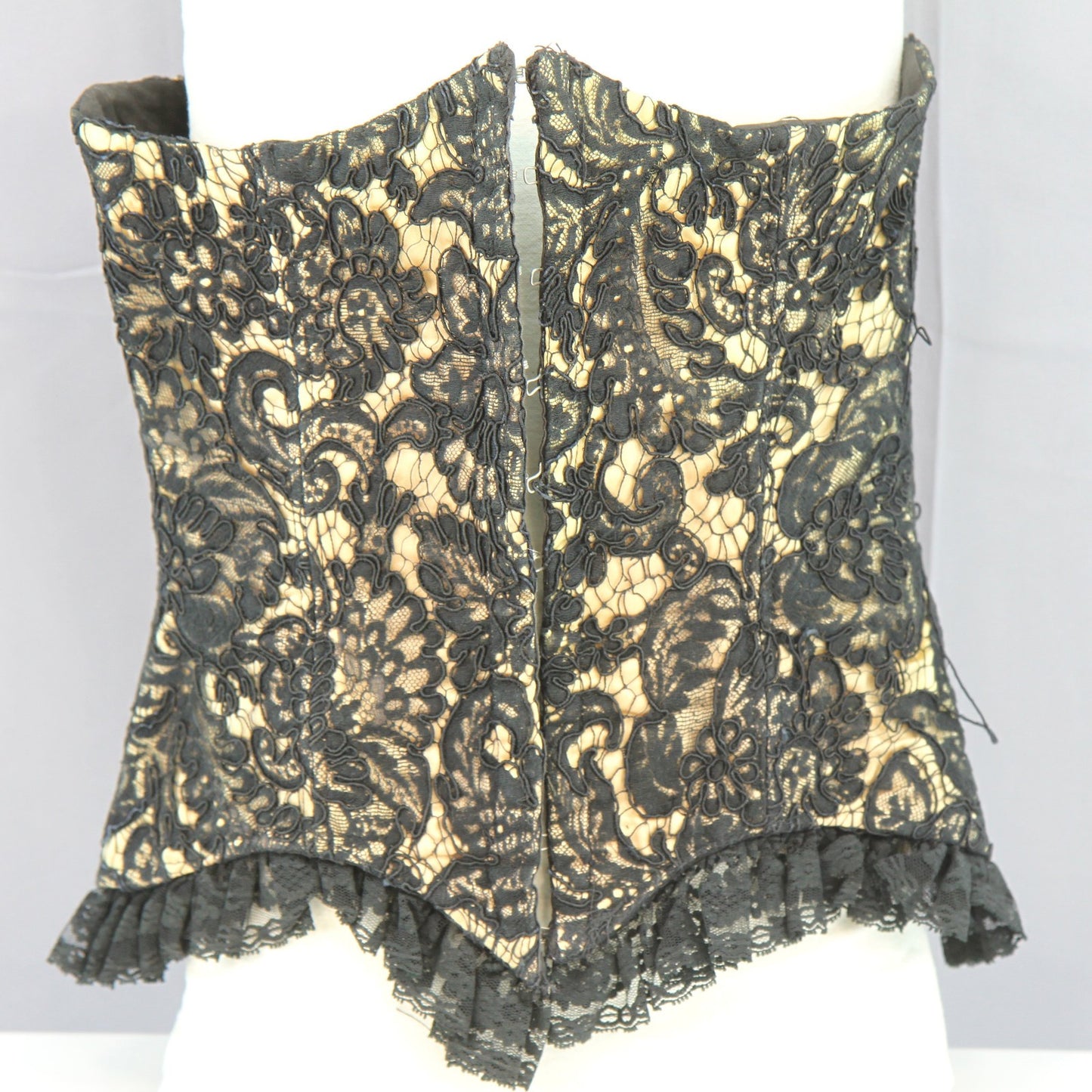 Vintage Mid Century Black Lace Satin Circus Performer Bustier