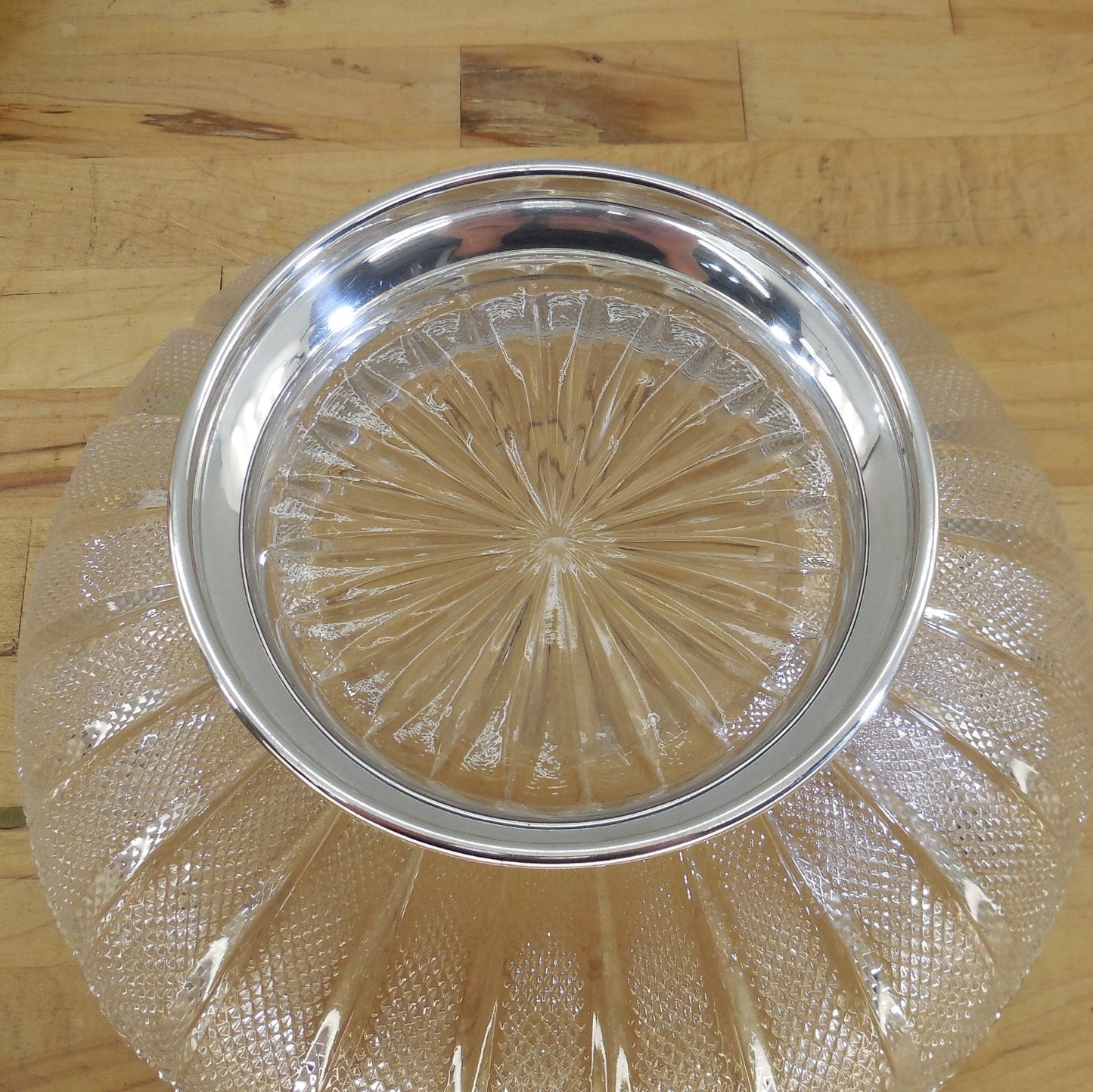 Vintage Kirk & Son Sterling Silver Base 11" Serving Bowl Diamond Point 34