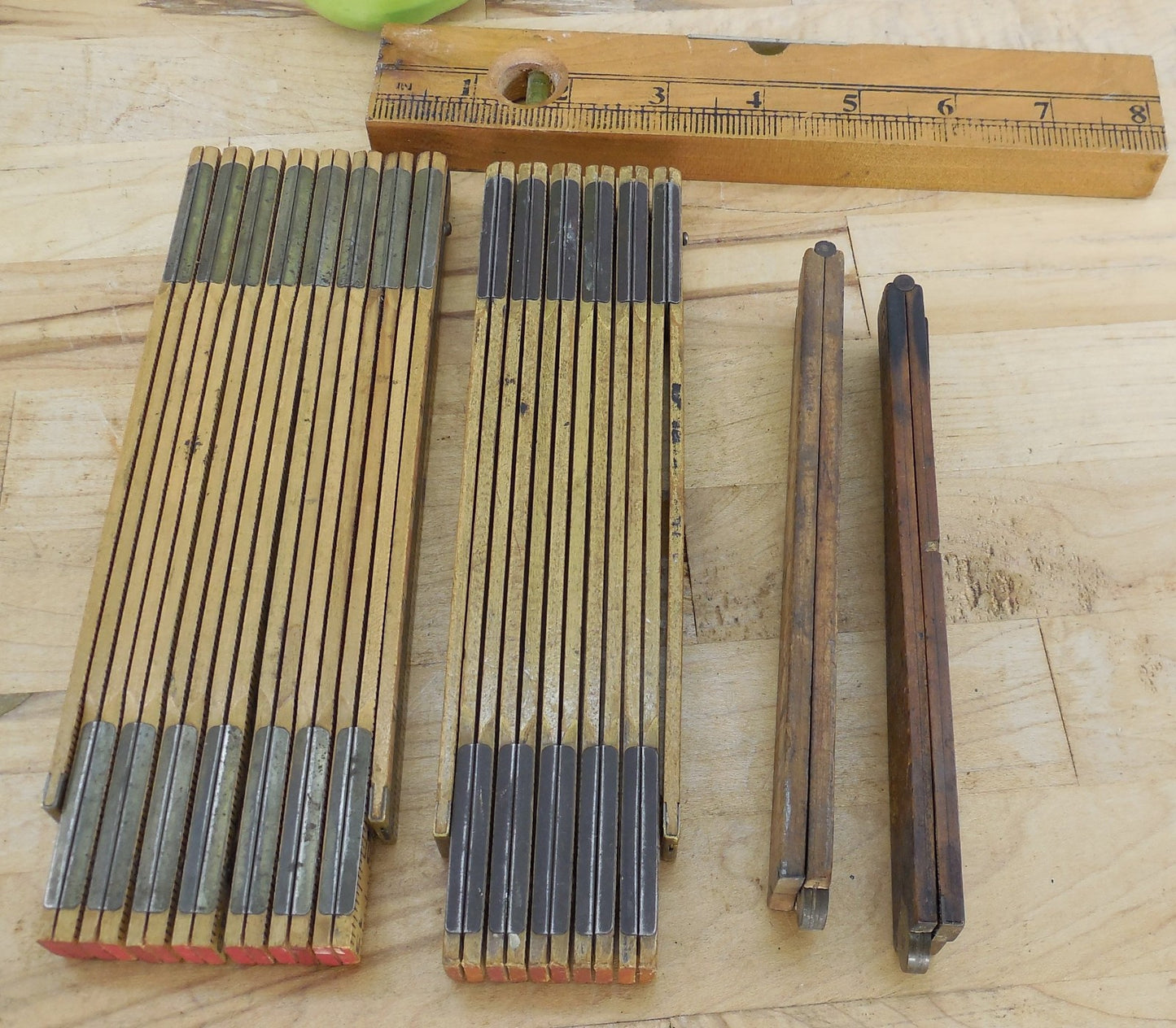 5 Lot Folding Rules & Level - Pair Stanley No. 68 24" Lufkin X48 72" & X48 96"