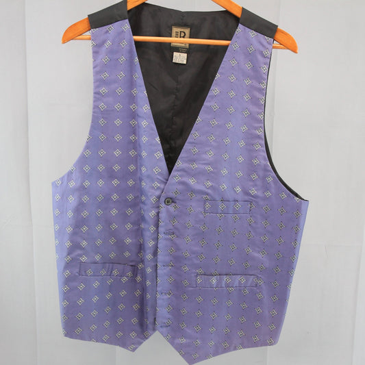 Vintage Bruno Silk Mens Vest Lavender Print 3 Pockets