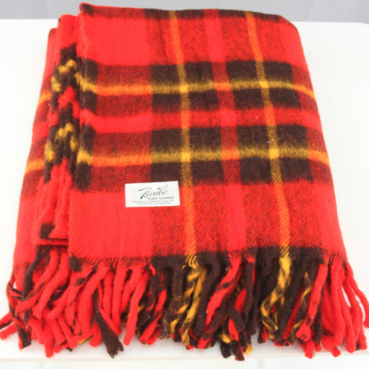 Vintage Faribo Fluff-Loomed Plaid Throw 52W X 54L