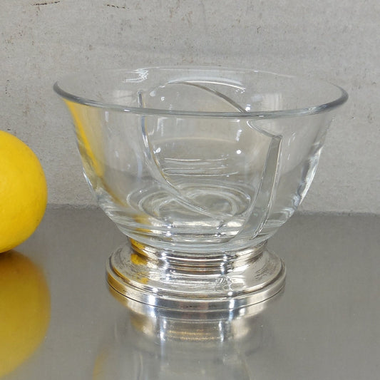 R. Blackington Sterling Silver Pedestal Divided Glass Relish Mayo Mustard Bowl