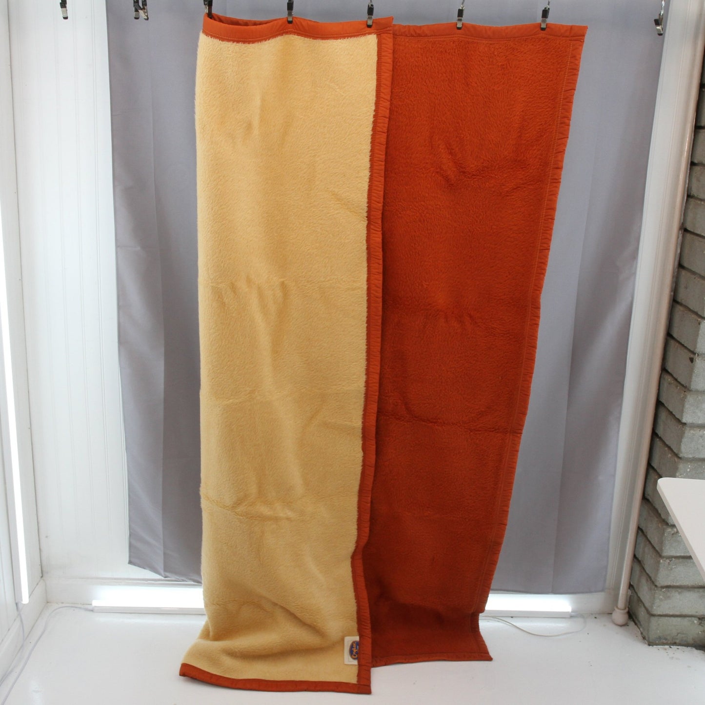 Vintage OTEX Cylor Heavy Reversible Acrylic Blanket Macedonia 57 1/2W X 73L