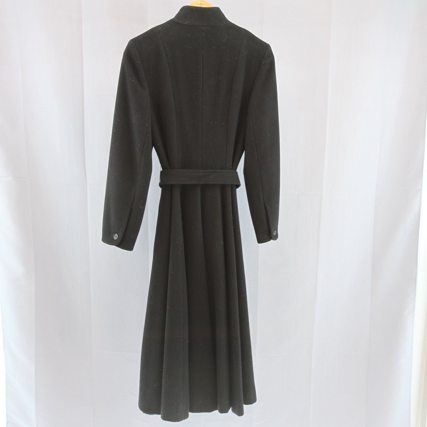 Vintage Designer Luba WomensBlack Wool Coat Princess Swing Mandarin Collar Small