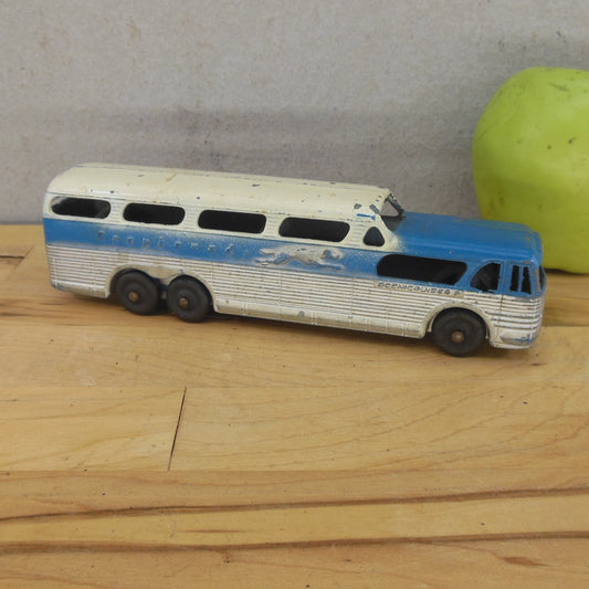 Vtg. 1950's TootsieToy Greyhound Scenicruiser Bus 7" Metal