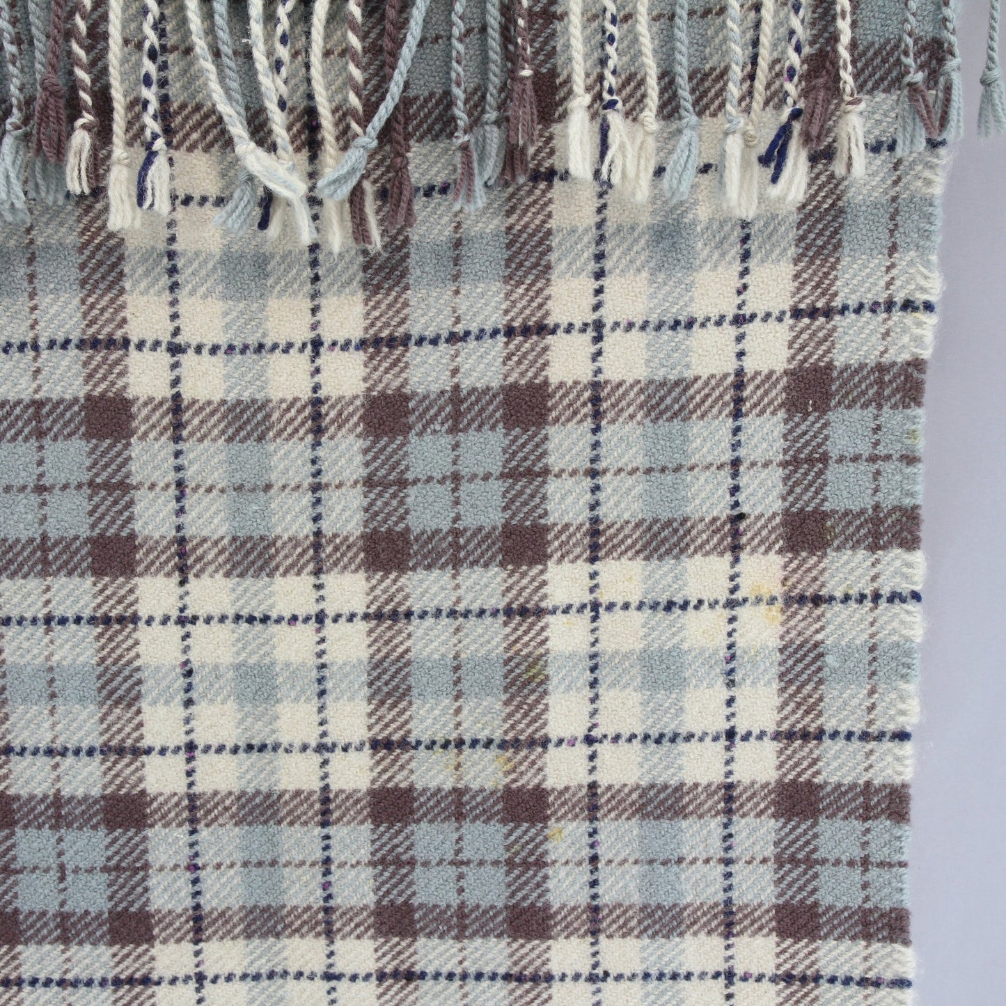 Vintage Artist Julie Rheem Handmade Wool Tartan Fringed Throw Wrap 29" X 50"