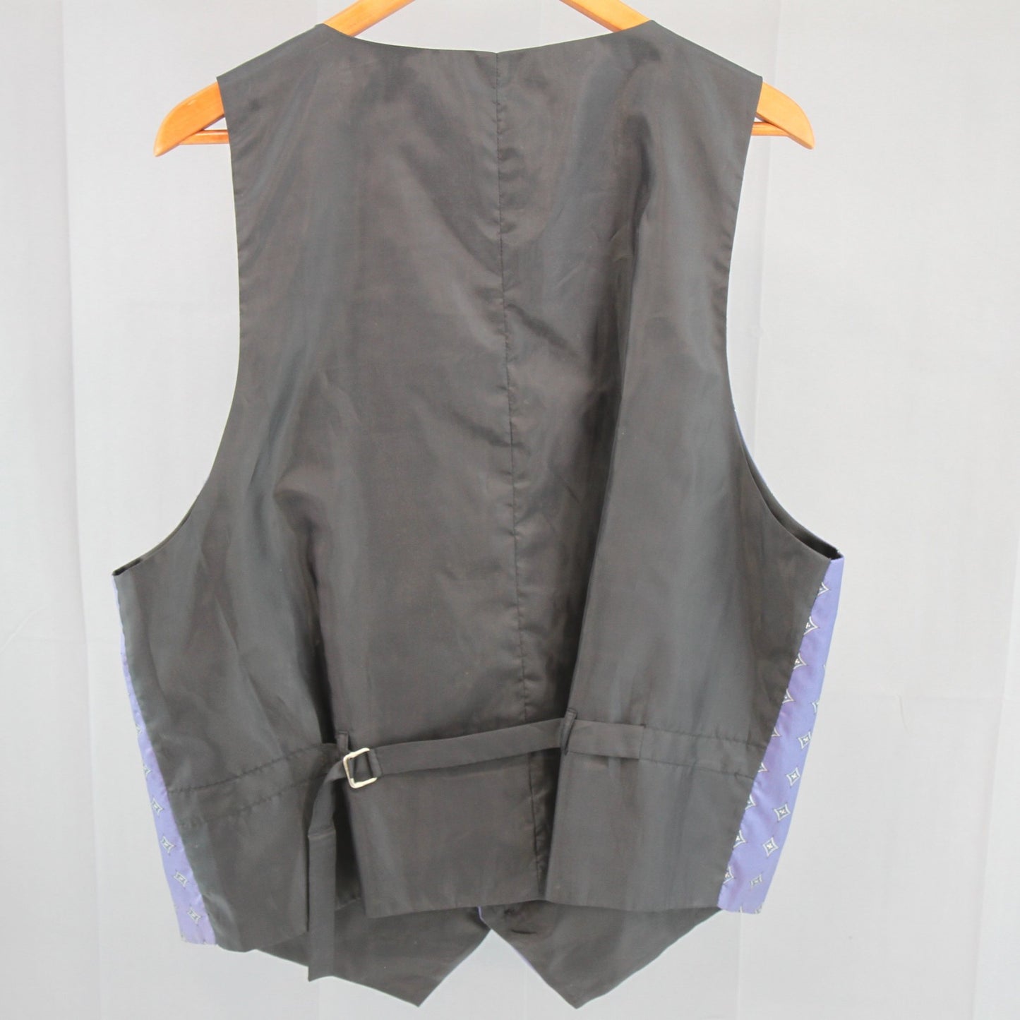 Vintage Bruno Silk Mens Vest Lavender Print 3 Pockets