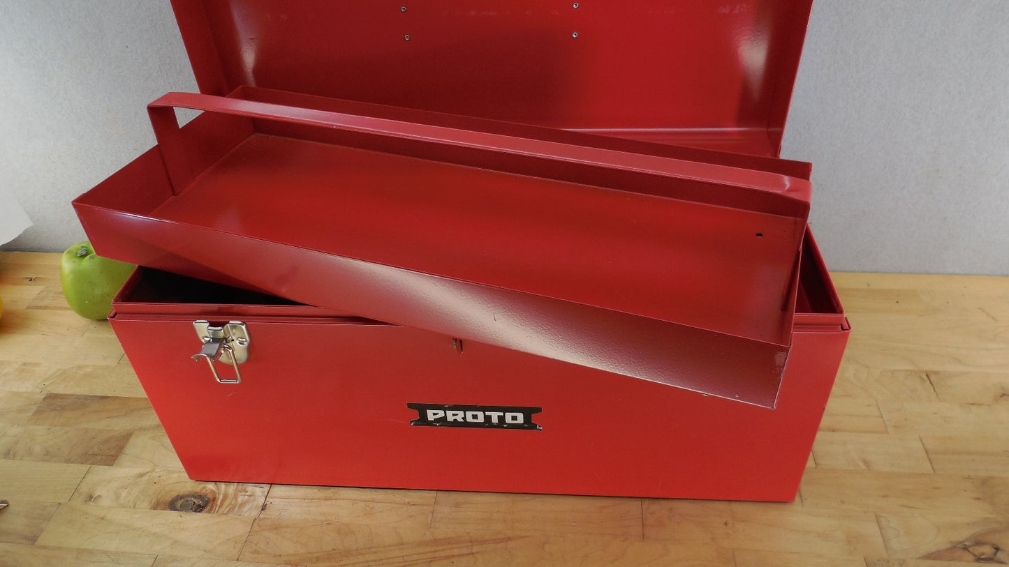 Proto Red Steel Tool Box  Removable Tray 20" Double Latch J9975R EUC
