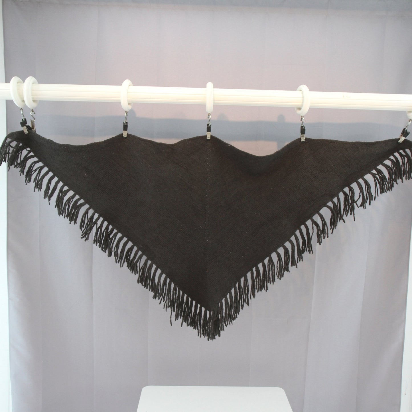 Unbranded Dense Heavy Crochet Triangle Fringled Shawl Wrap 54" X 33" X 33'