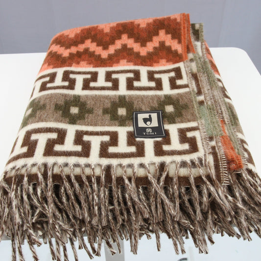 Tumi Alpaca Fringed Blanket Throw Southwest Design 52W X 64L