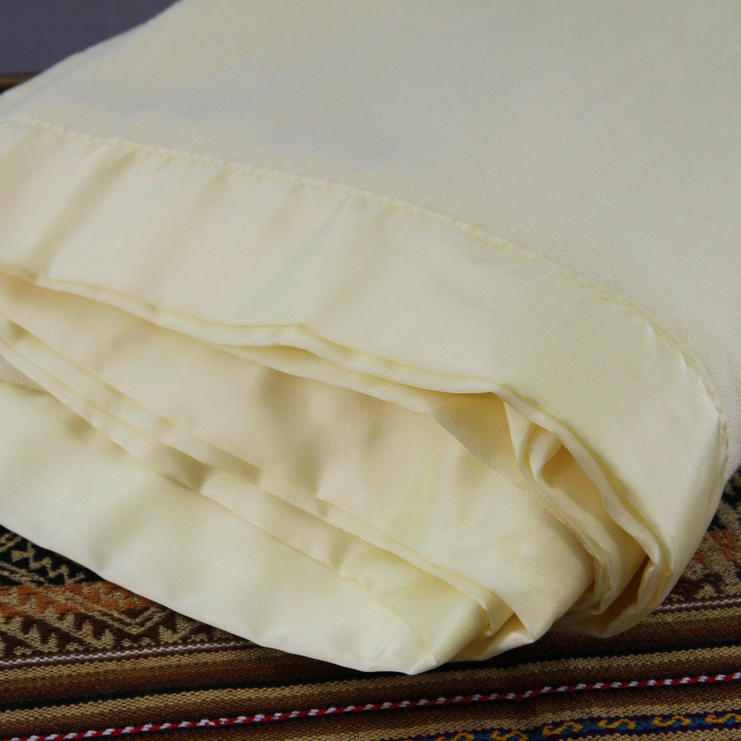 Vintage North Star Sheer Light Open Wool Blanket Pale Yellow  78"W X 88"L