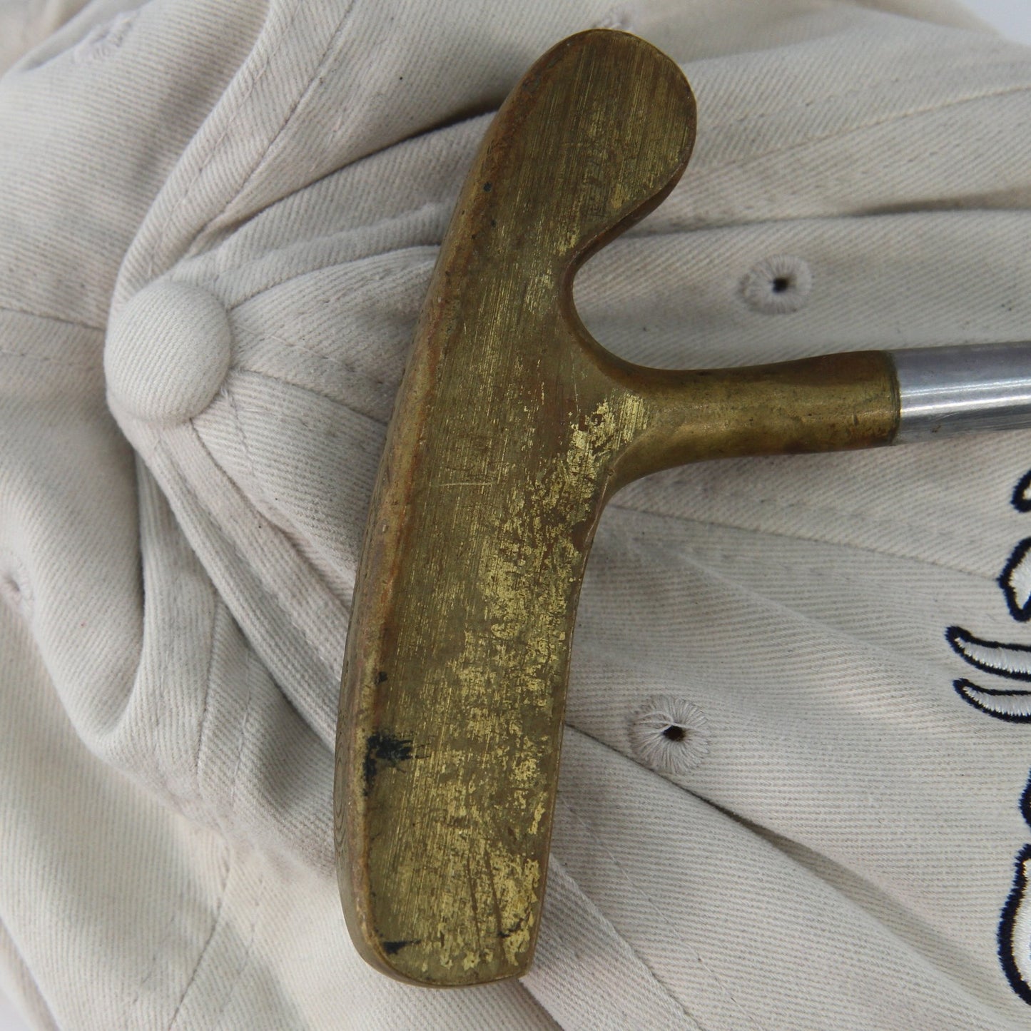 Acushnet Bulleye John Ritter Jr OS M5P Putter Brass Mallet Leather Grip Ambidex