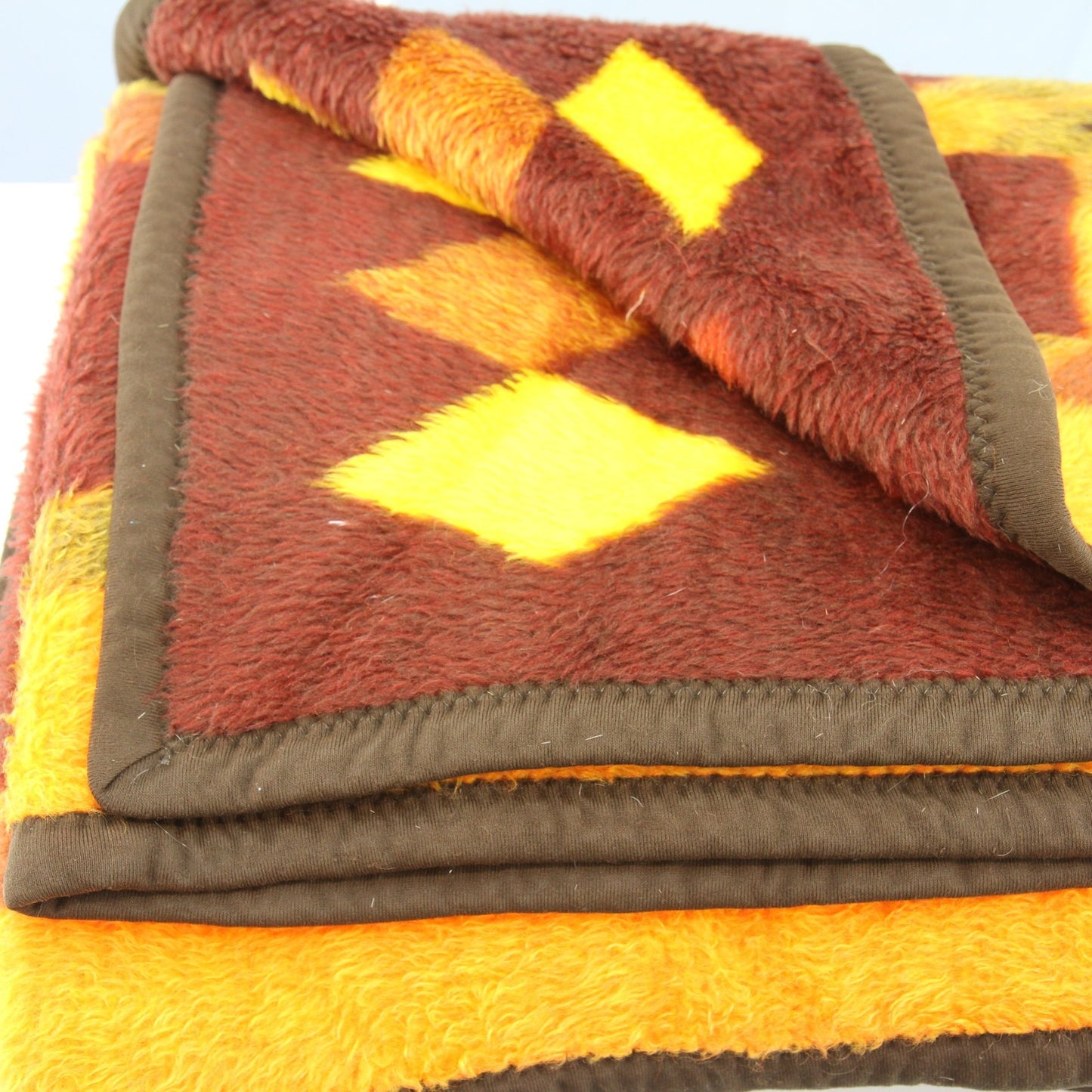 Vintage Biederlack Reversible Geometric Throw Blanket West Germany 56W X 74L