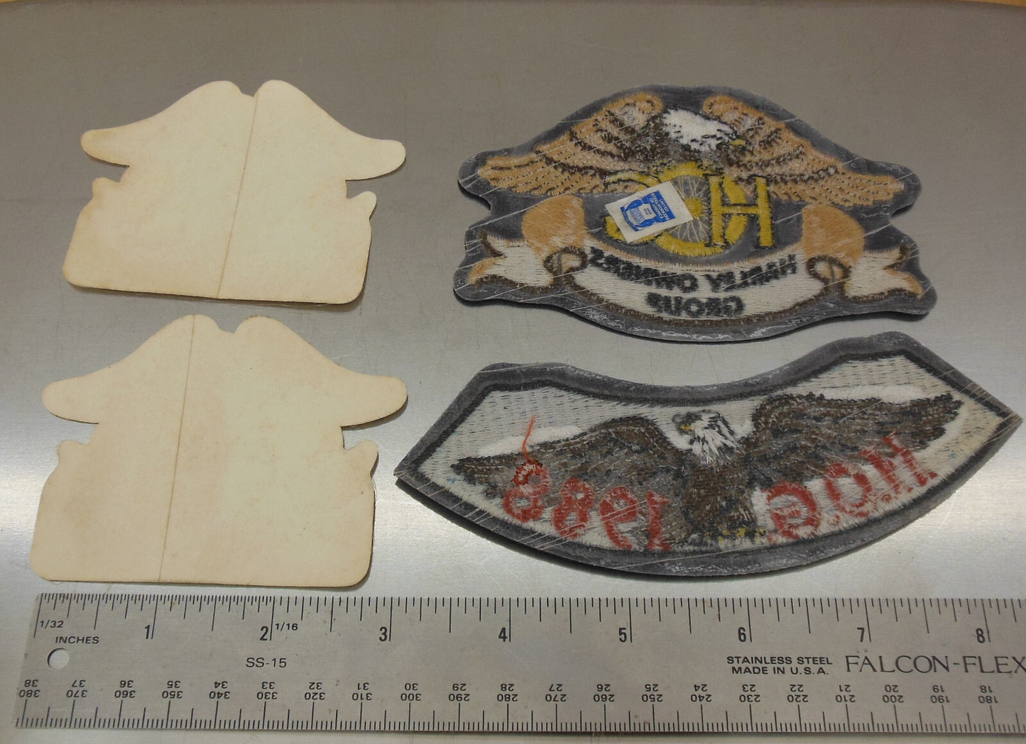 Vtg. 1988 Harley Davidson Owners Group Badges & Stickers 4 Lot Hog