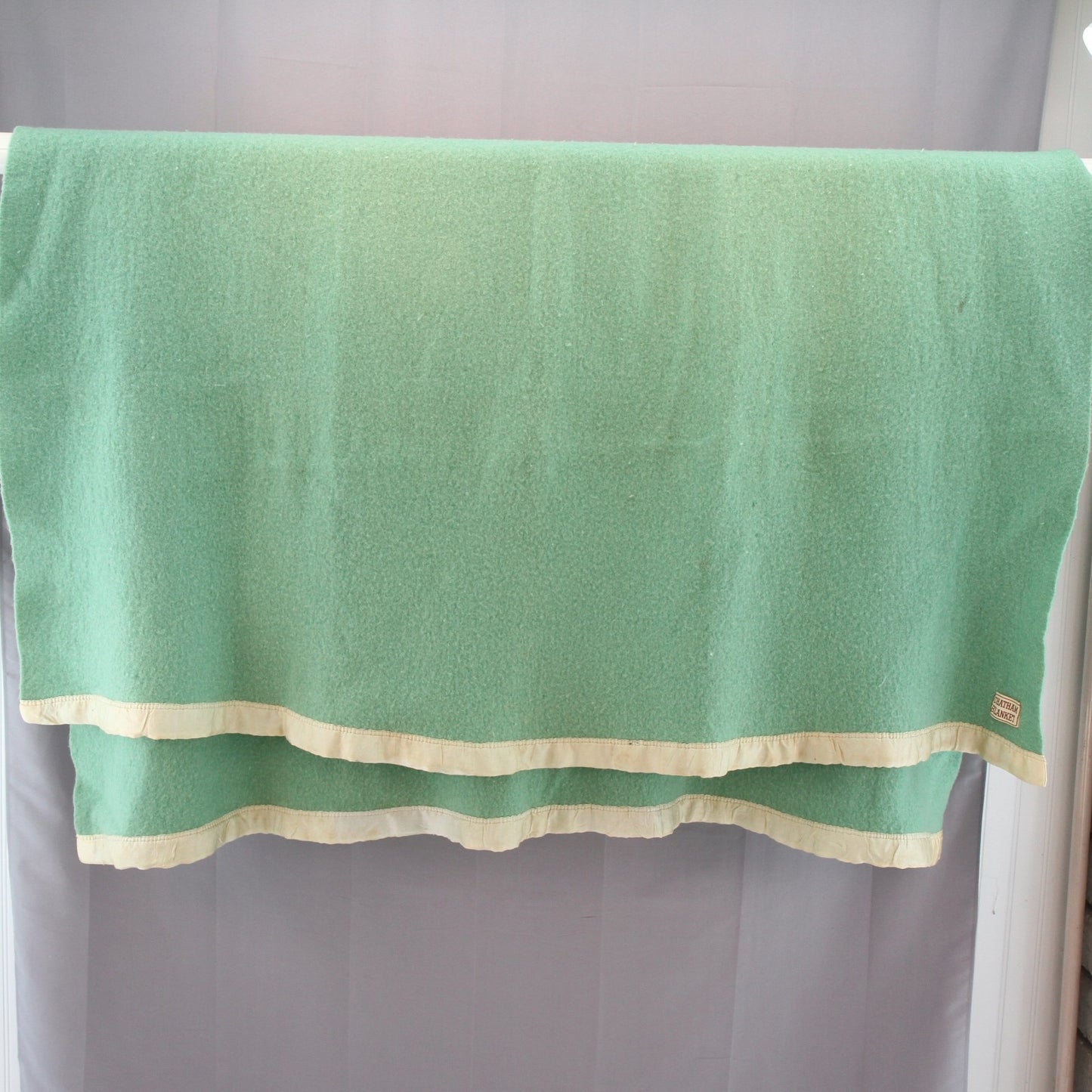 Vintage Chatham Wool Blanket Solid Green 56W X 68L