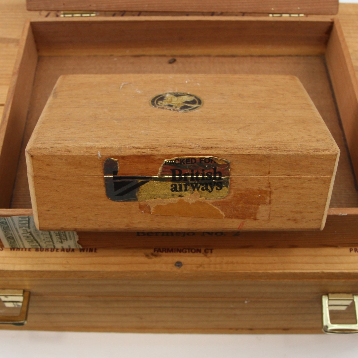 Lot of Four Wood Wine Cigar Boxes for Crafts and Decor