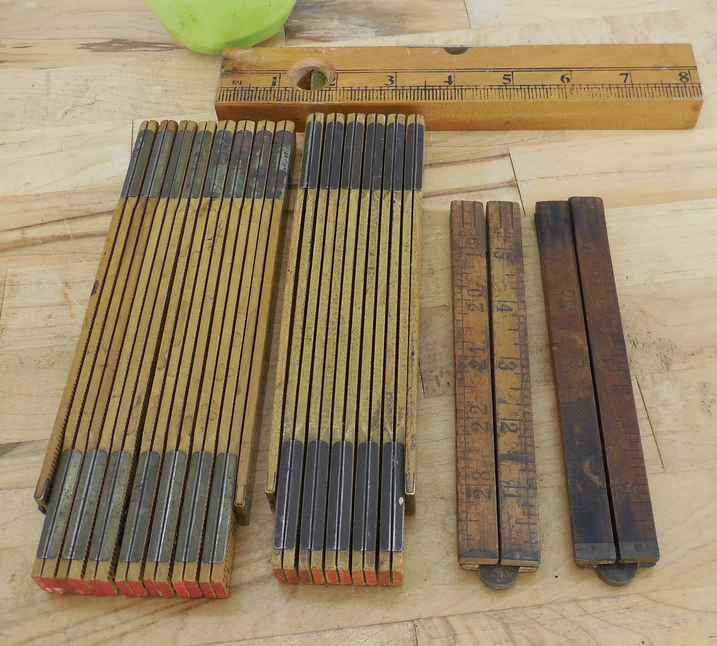 5 Lot Folding Rules & Level - Pair Stanley No. 68 24" Lufkin X48 72" & X48 96"