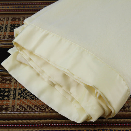 Vintage North Star Sheer Light Open Wool Blanket Pale Yellow  78"W X 88"L