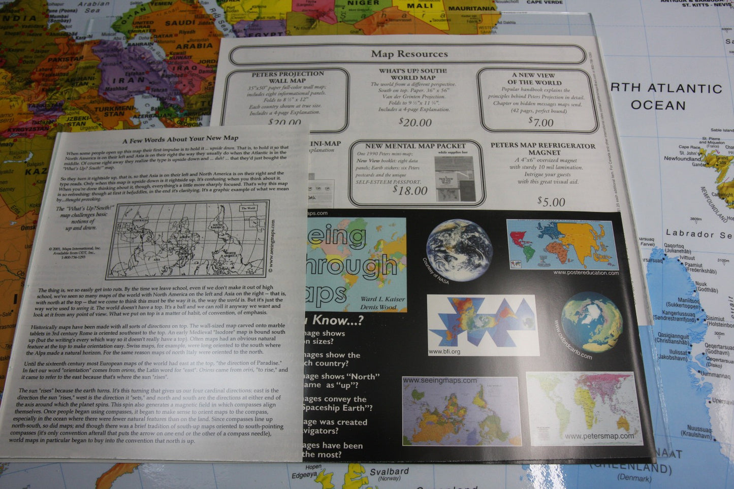 ODT Inc 2001 See Through Maps What's Up? South! World Map Laminated Map In Tube