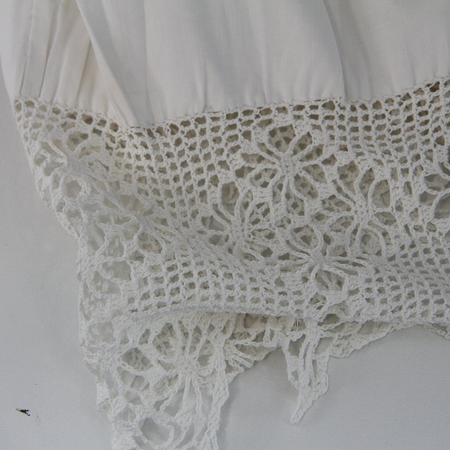 Vintage Childs Long White Dress Slip Hand Made Lace Hem