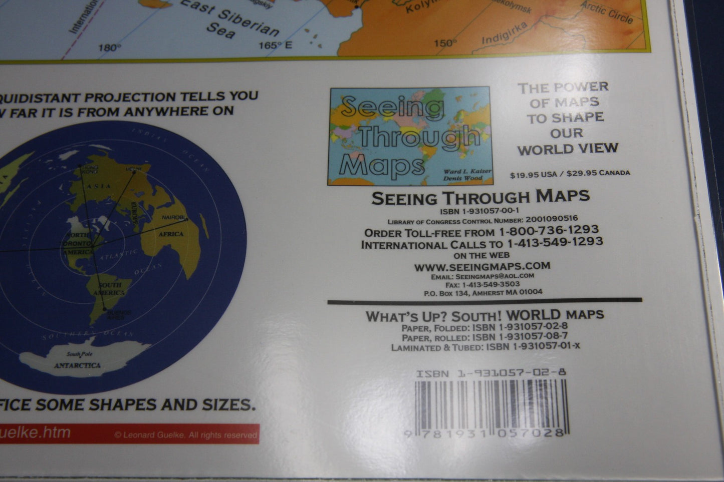 ODT Inc 2001 See Through Maps What's Up? South! World Map Laminated Map In Tube