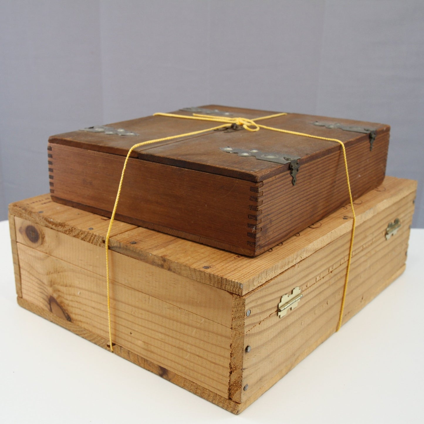 Lot of Four Wood Wine Cigar Boxes for Crafts and Decor