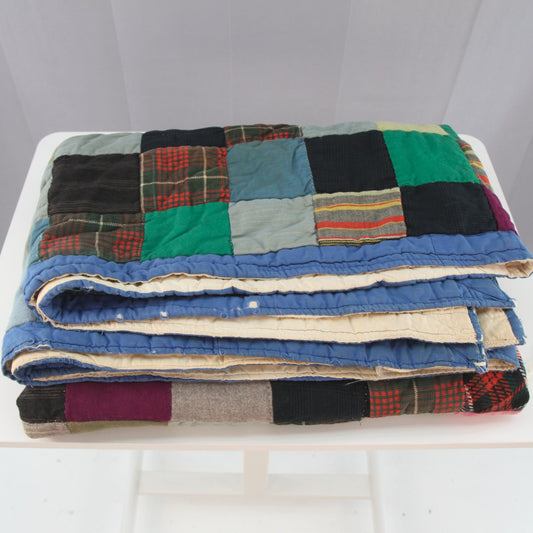 Vintage Hand Sewn Quilt Bed Cover Heavy 5.65LB 56W X 76L
