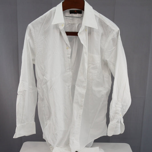 Three Vintage Members Mark White Pinpoint Oxford Mens Dress Shirt 16 1/2" 34