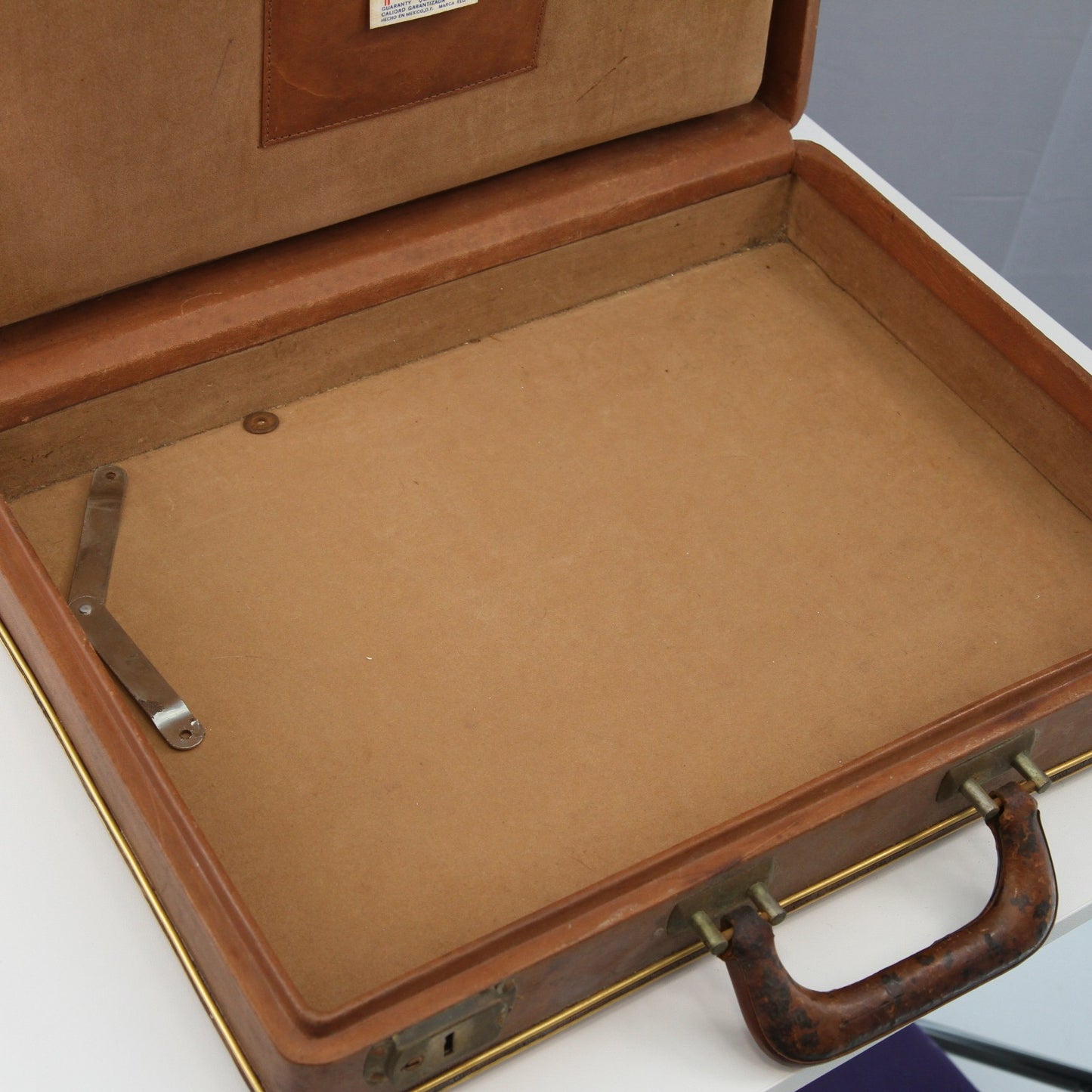 Vintage Flores Bags Embossed Leather Hard Side Briefcase for Refurb