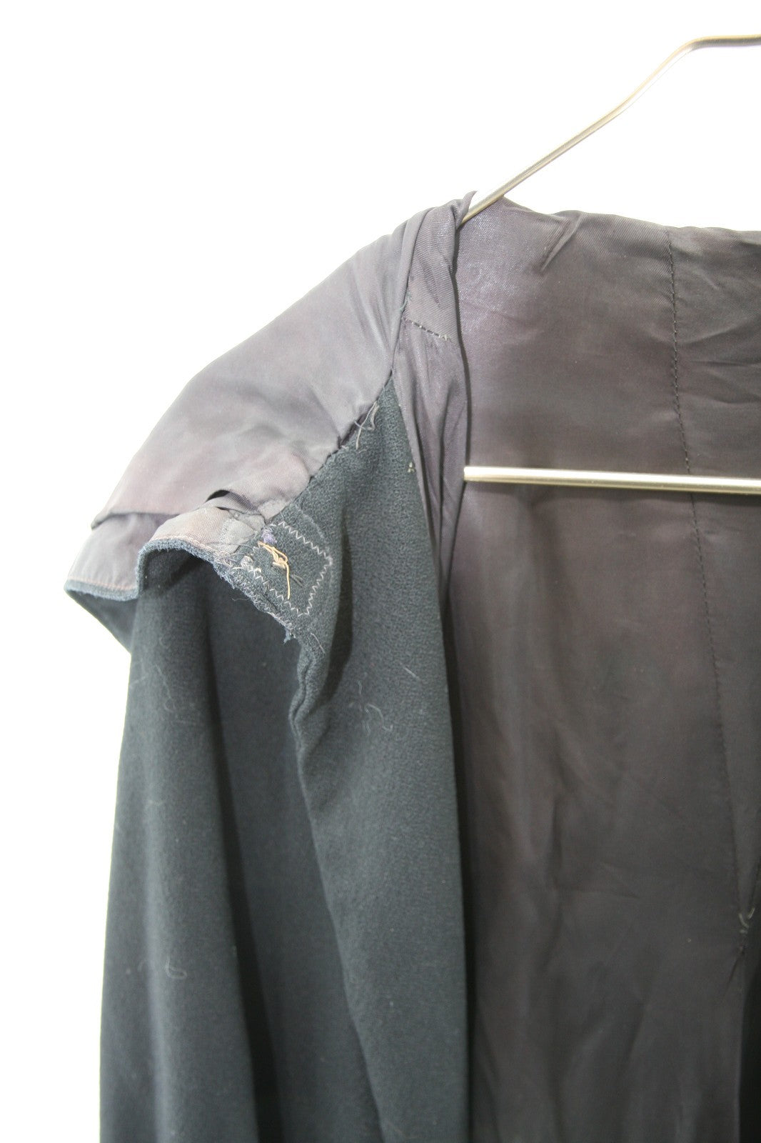 Vintage Hand Sewn Black Wool Cloak Satin Lined Theatre Stage Costume