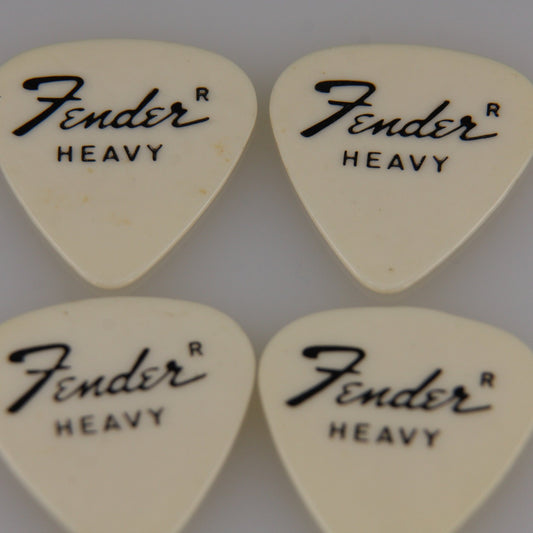 Lot of Four Vintage Guitar Picks White Fender Heavy from Roadie Stash
