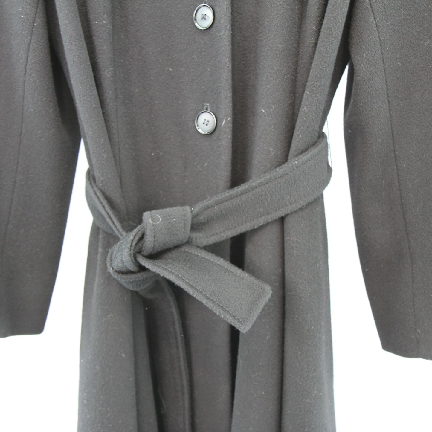 Vintage Designer Luba WomensBlack Wool Coat Princess Swing Mandarin Collar Small