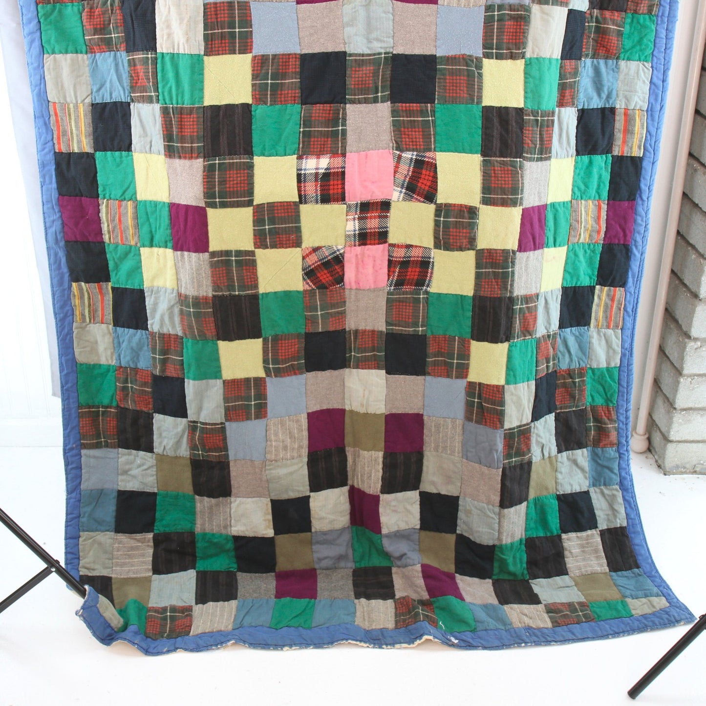Vintage Hand Sewn Quilt Bed Cover Heavy 5.65LB 56W X 76L
