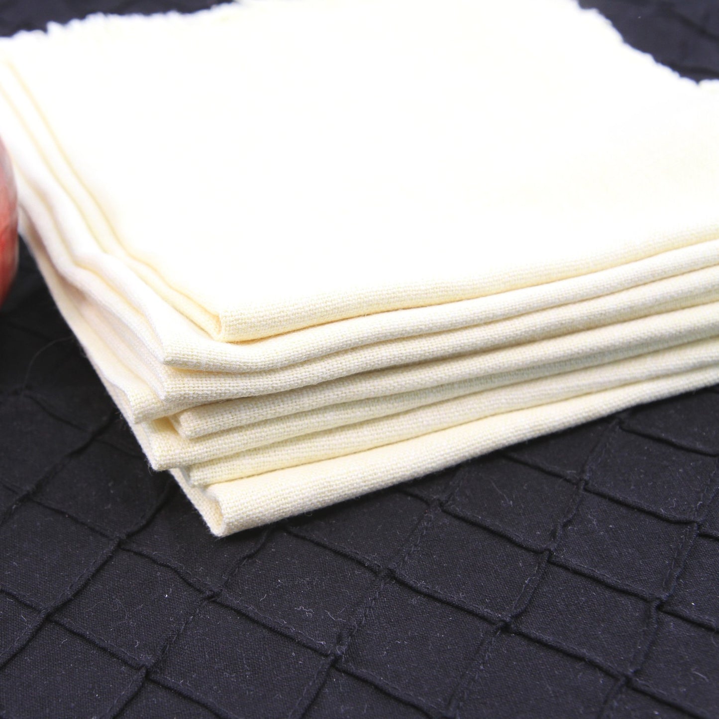 Set 8 Vintage Yellow Linen Napkins Fringe Edge 16" Square