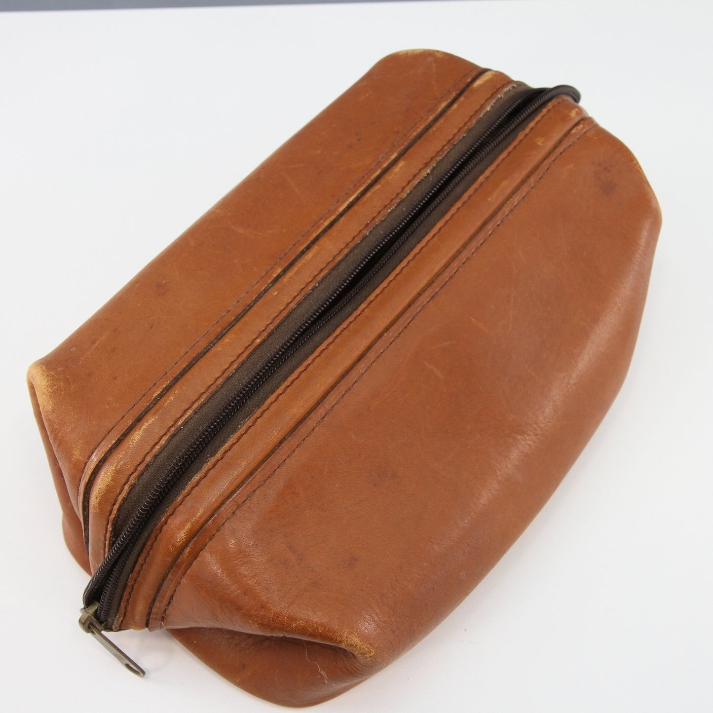 Vintage Renwick Mens Leather Toiletry Shaving Bag Canada 10" X 5.5" X 5.5"