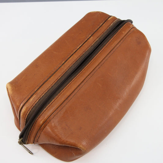 Vintage Renwick Mens Leather Toiletry Shaving Bag Canada 10" X 5.5" X 5.5"