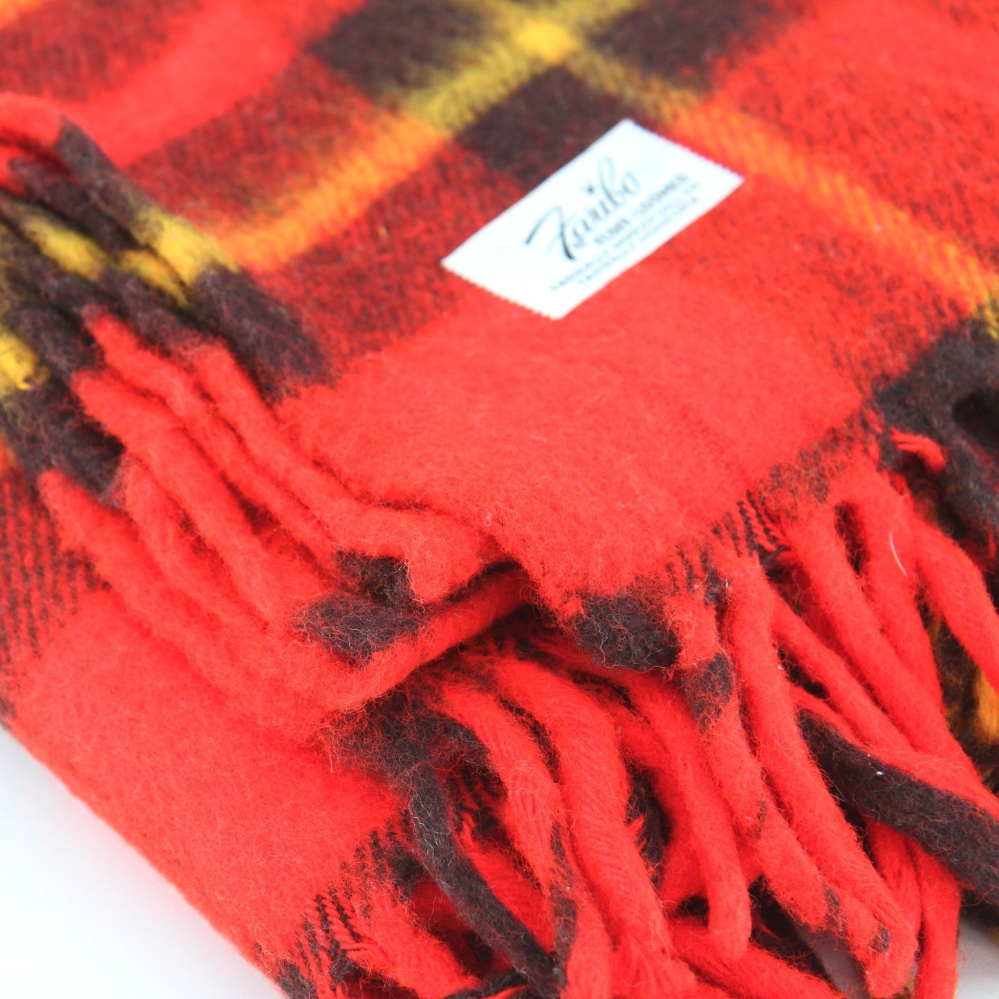 Vintage Faribo Fluff-Loomed Plaid Throw 52W X 54L