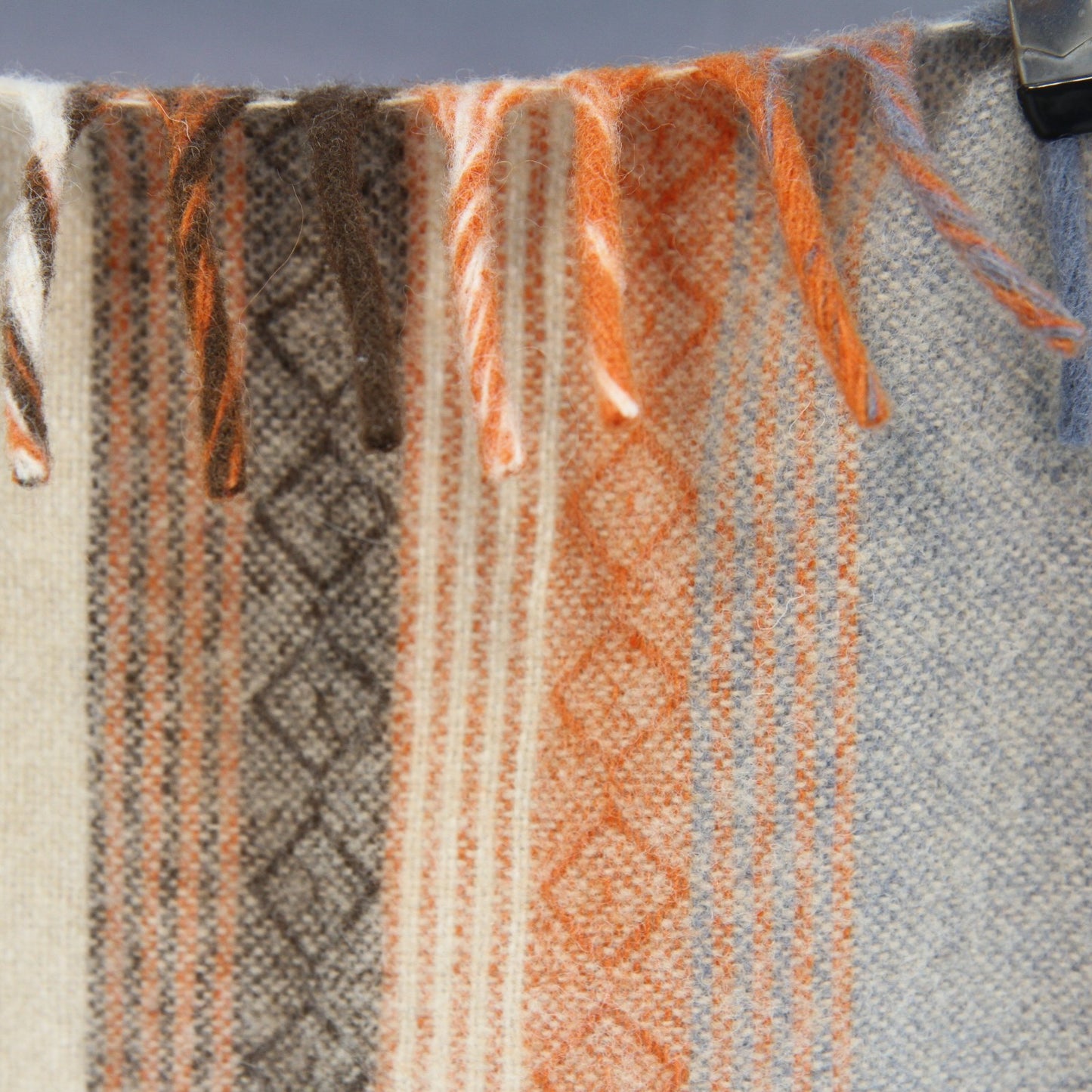 Vintage Faribo Senica Southwest Design Fringed Wool Afghan Throw 52" X 54"